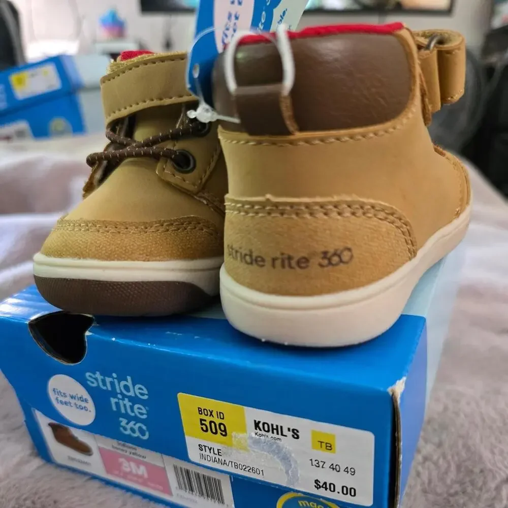 Stride Rite 360 Baby 3 Months Size Indiana Honey Yellow Boots